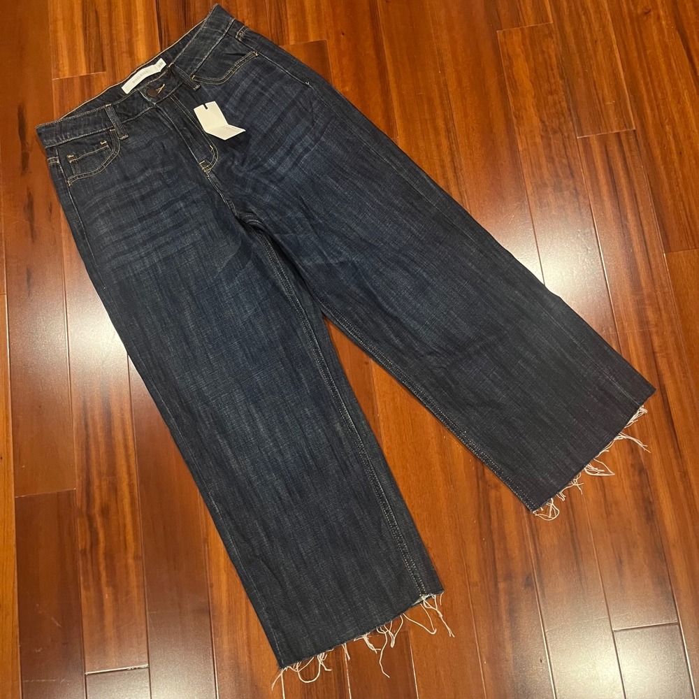 DISCLOSED Wide Leg Jeans Denim Crop Raw Hem Dark Wash New NWT Size 3 / 26